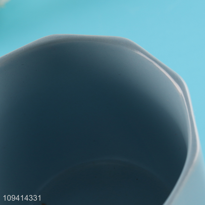 Good sale blue ceramic cup water cup with handle