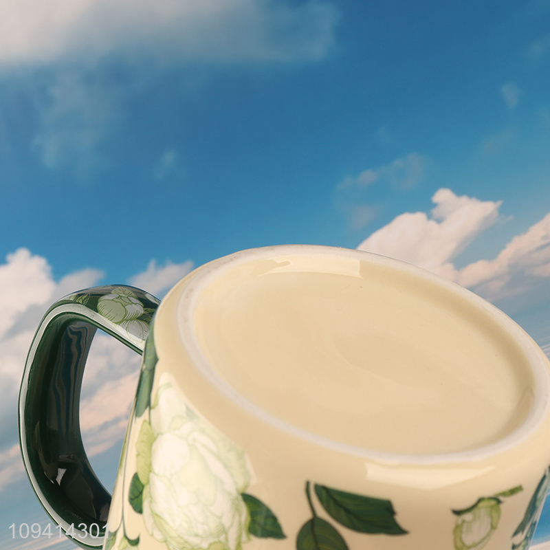 Good selling flower printed ceramic cup water cup