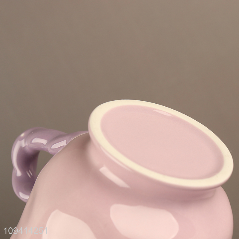 New arrival  pink ceramic cup water cup with handle