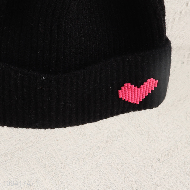 Factory supply black winter knitted hat beanies hat