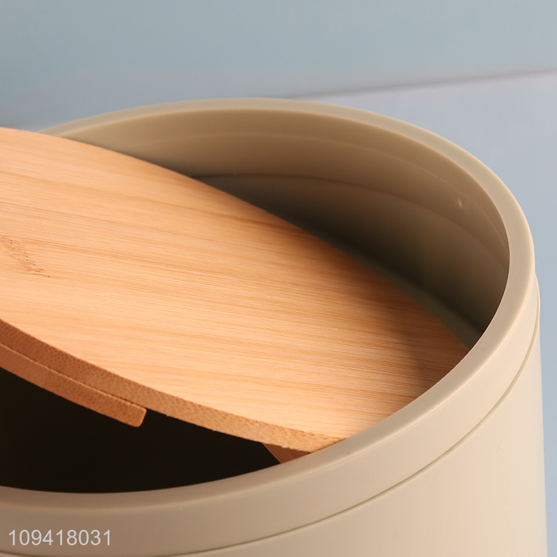 High Quality Round Bamboo Lid Bathroom Accessory Set