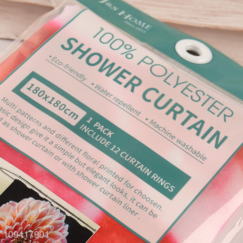 Good Sale Polyester Shower Curtain Include White Rings