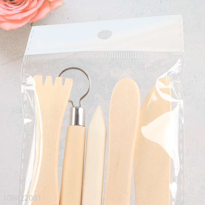 Best selling 5pcs wooden pottery tool kit for sculpting work