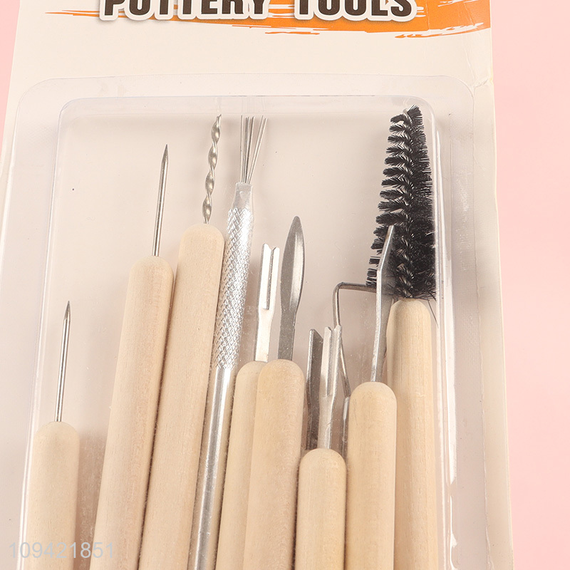 Low price 11pcs wooden clay tool set for sculpting