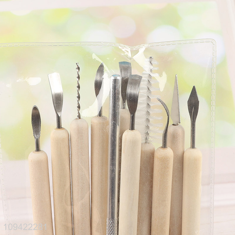 China wholesale 12pcs wooden professional pottery tool kit