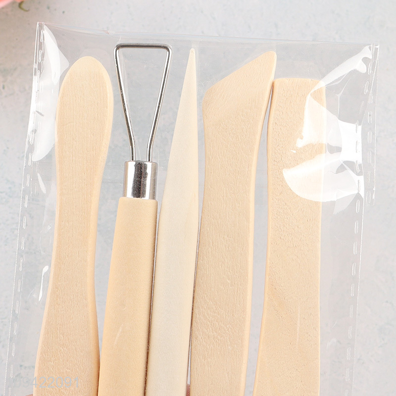 Best selling 5pcs wooden pottery tool kit for sculpting work