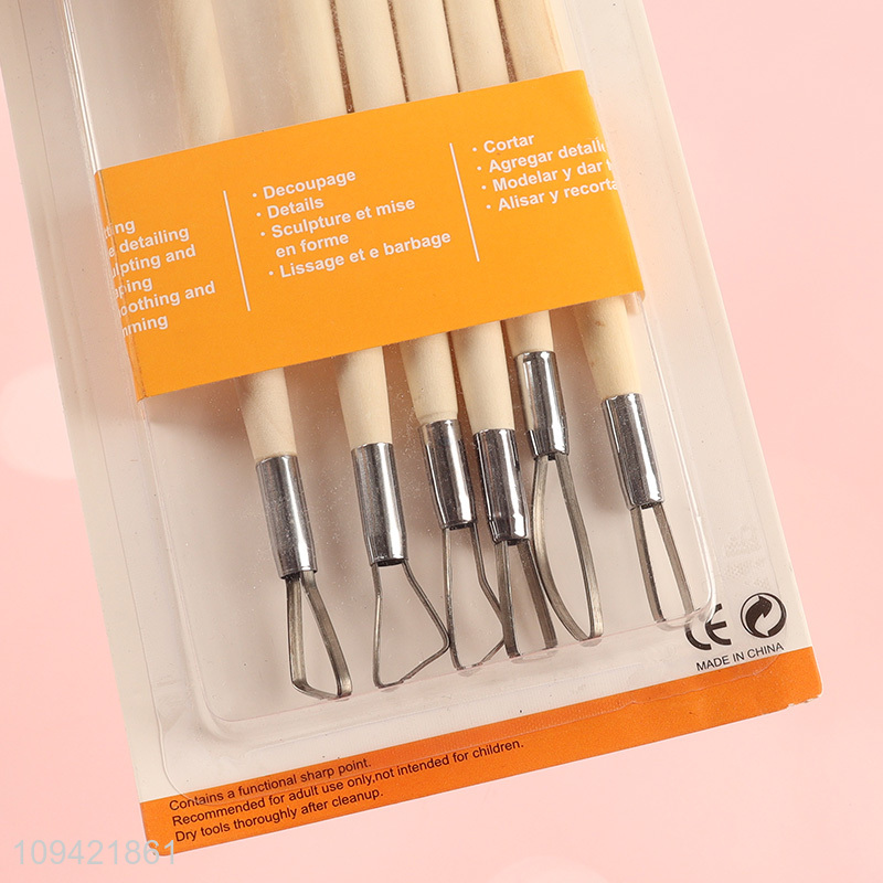 China supplier 6pcs wooden pottery tool set