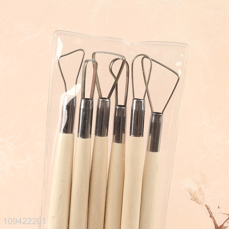 Top products 6pcs wooden clay tool set pottery tool kit