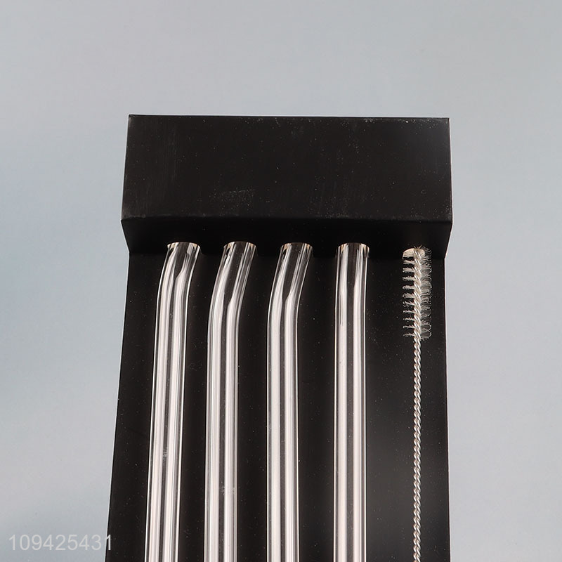 China wholesale reusable glass drinking straw set