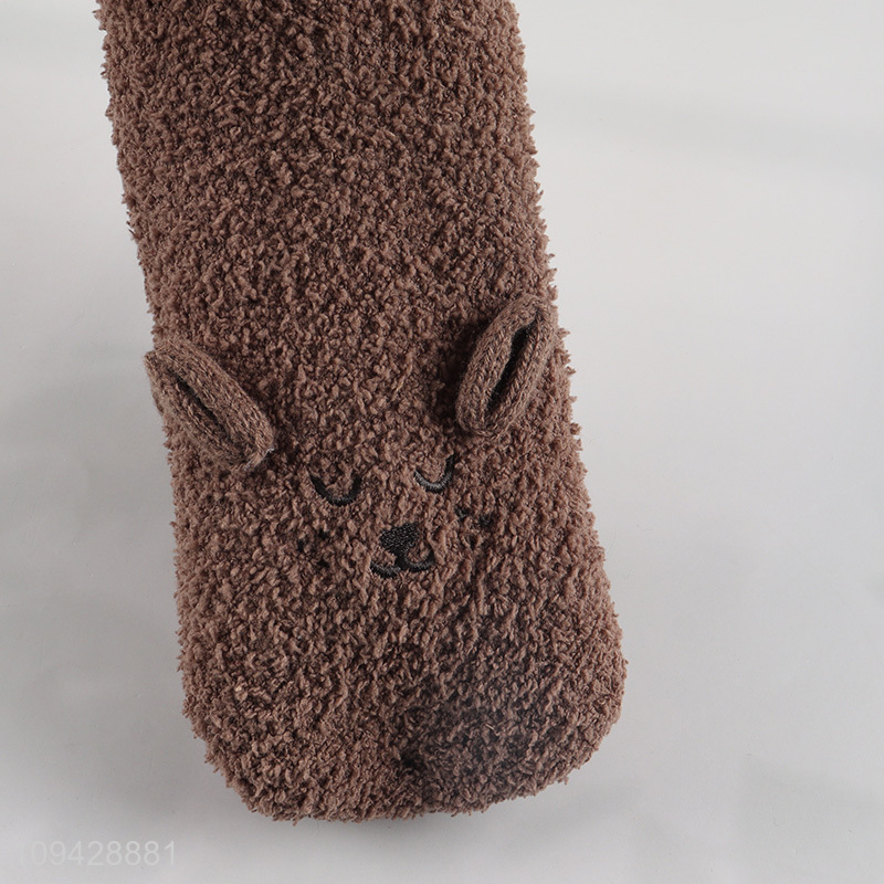 China supplier cartoon bear plush home slipper socks