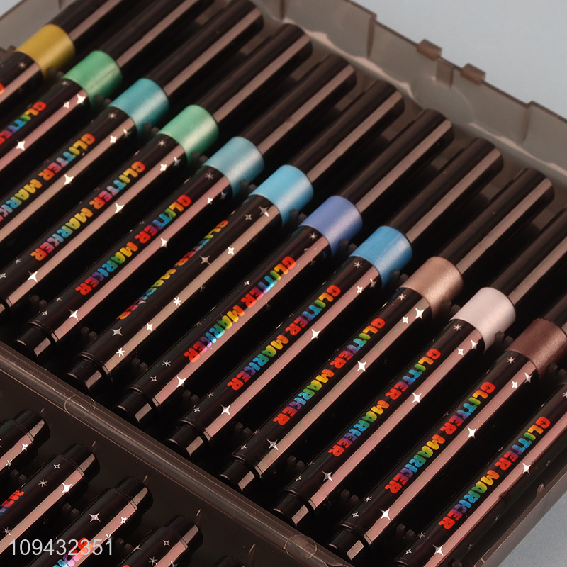 Hot selling stationery glitter marker pen for students