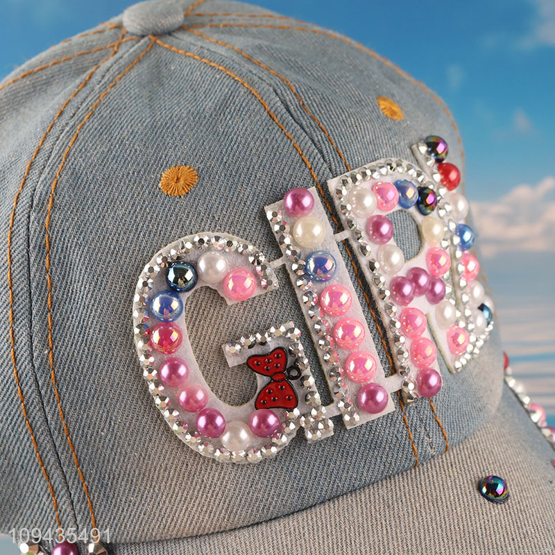 Good quality girls adjustable fashion polyester peaked cap