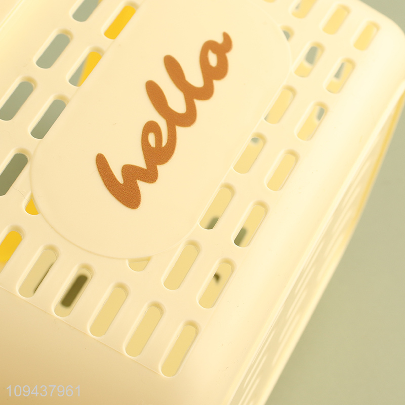 Fashion Plastic Storage Basket With Handle For Bathroom & Kitchen