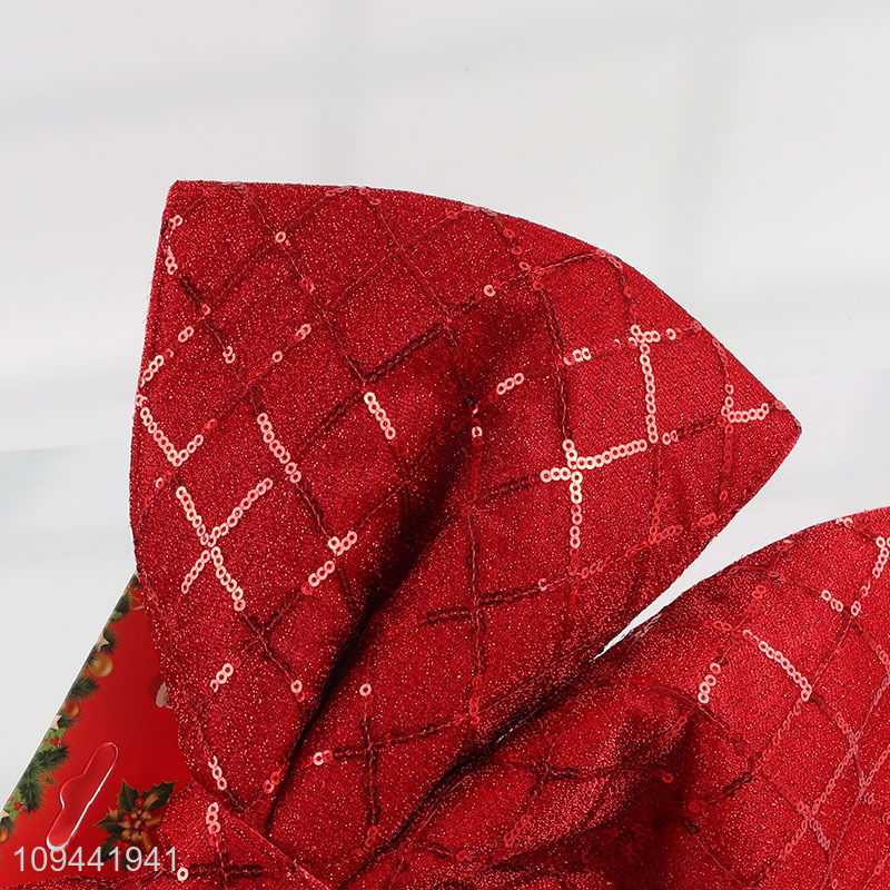 Hot sale glitter mesh bow christmas decor