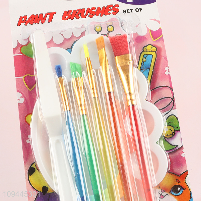 Good selling 7 pcs kids paint brush set with palette