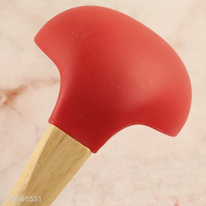 New arrival silicone soup ladle with wooden handle