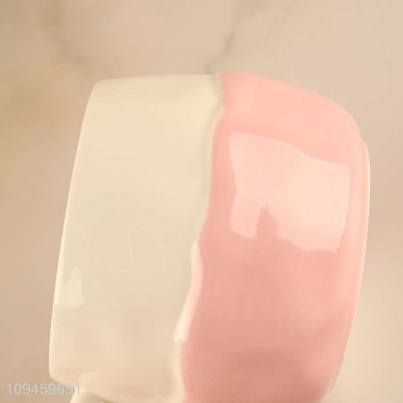Top quality pink cartoon ceramic water cup for sale