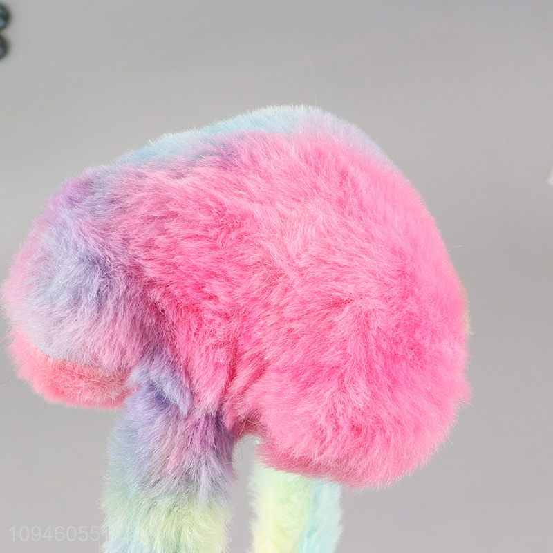 Low price rainbow color plush earmuffs for winter