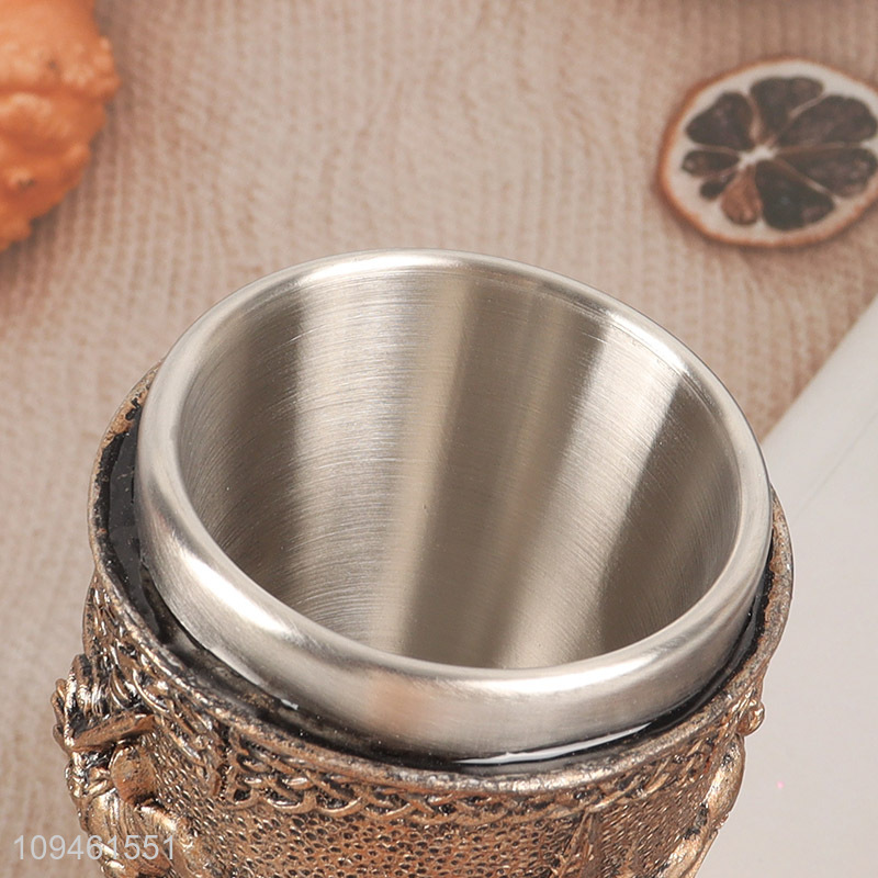 Hot selling 50ml stainless steel cup wine cup with resin decor