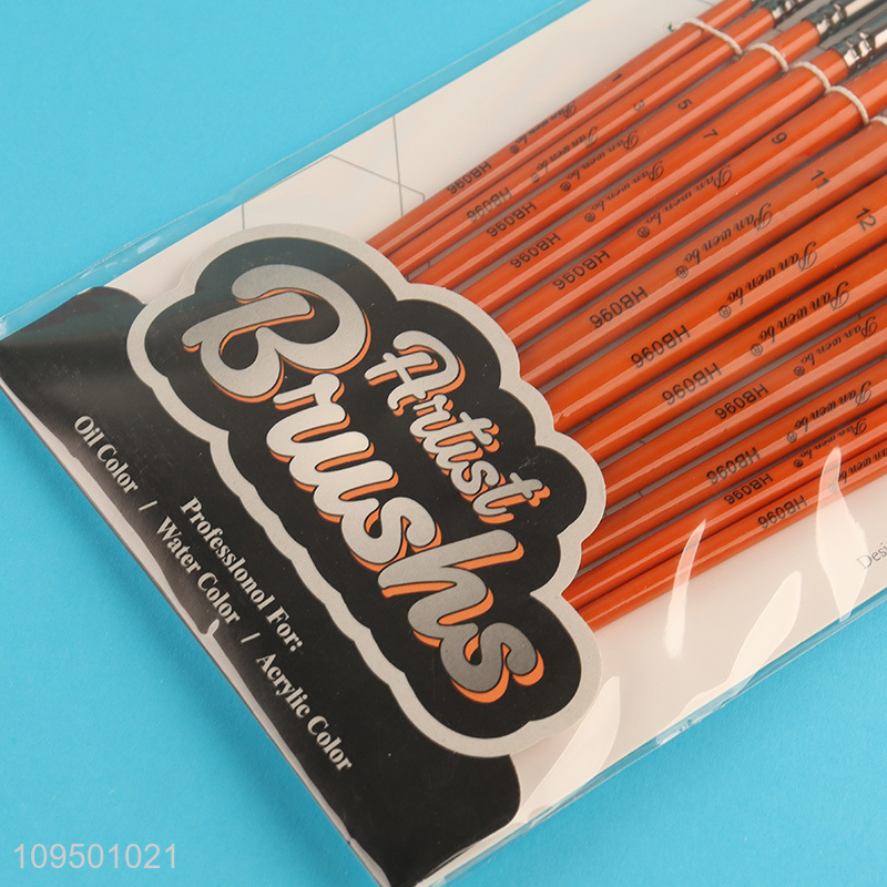 Good quality 12pcs art supplies paint brushes