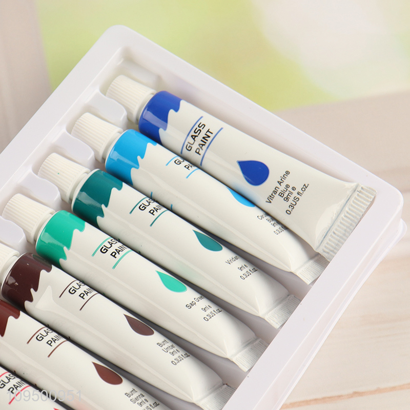 New product 12 colors waterproof glass paint set