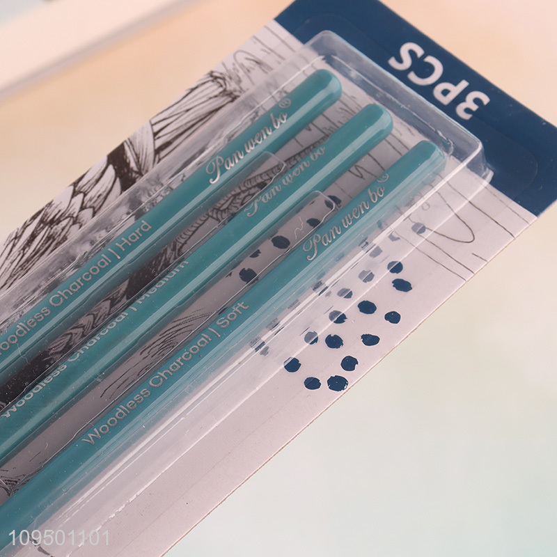 Hot items 3pcs blue woodless charcoal pencils