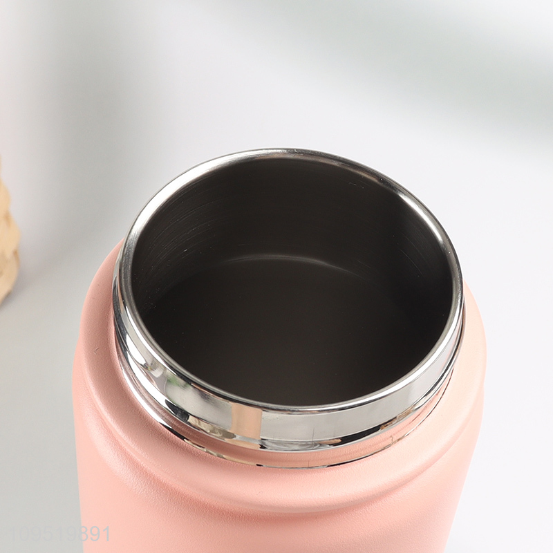 Factory supply pink stainless steel water bottle with handle