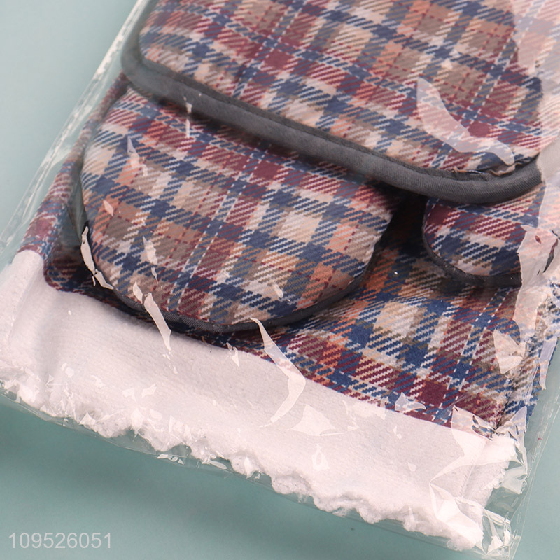Factory price 3pcs kitchen apron pot pad towel set