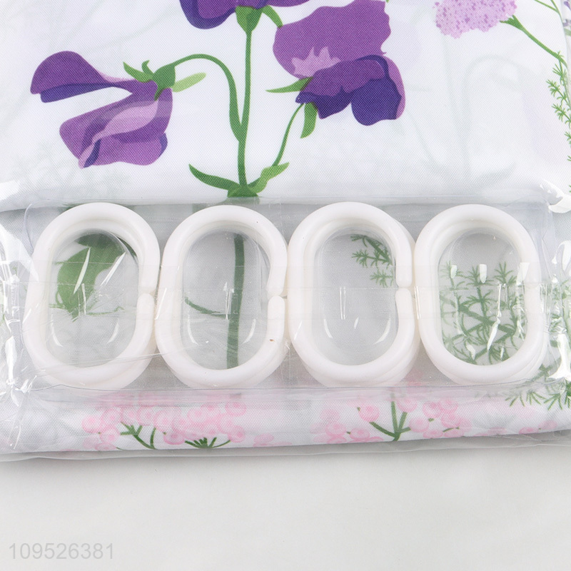Wholesale Floral Shower Curtain With Hooks