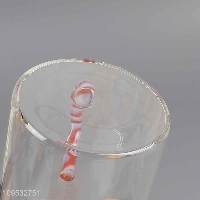 Factory price clear glass water cup drinking cup with handle
